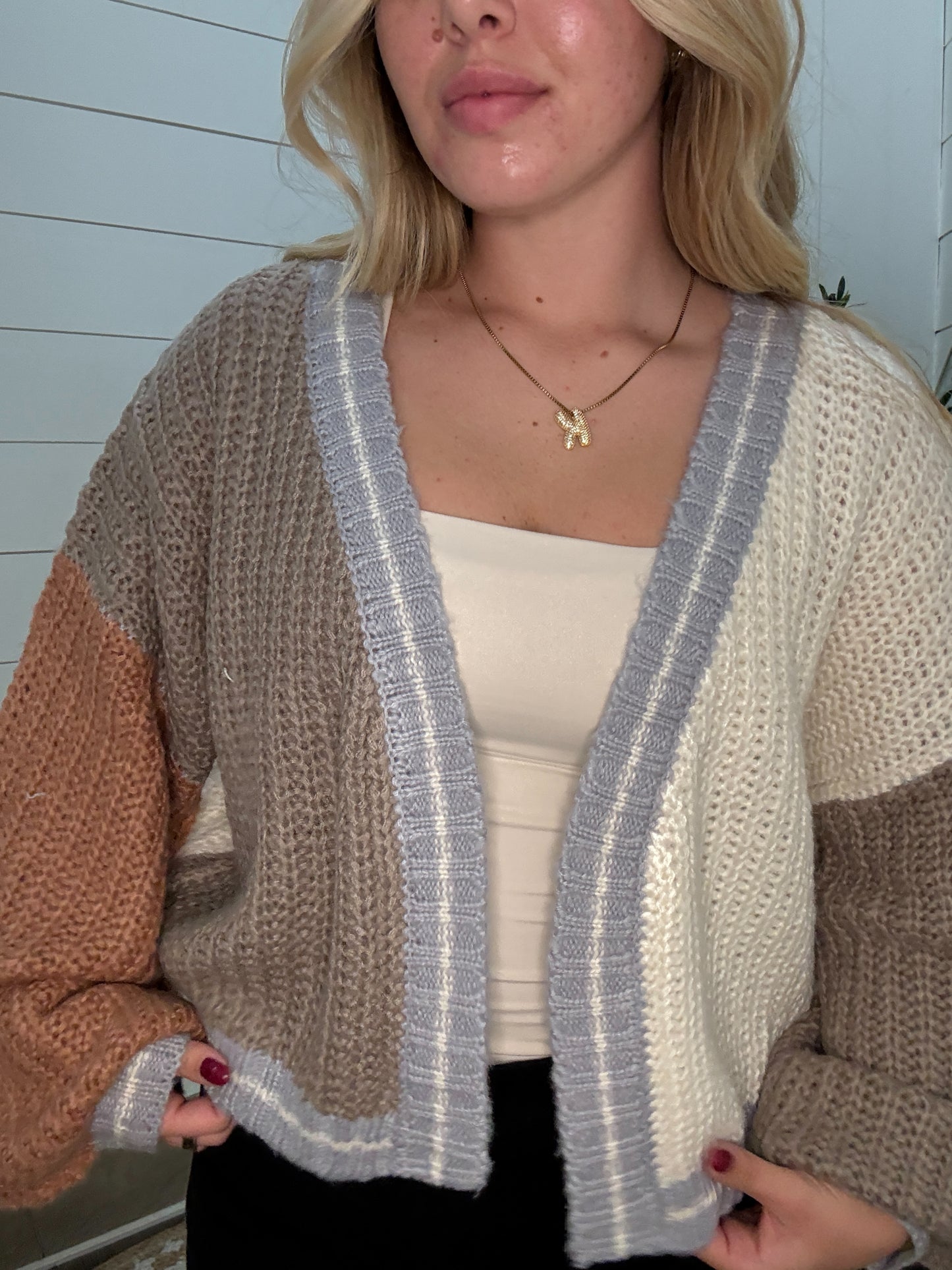 Oversized Color Block Cardigan