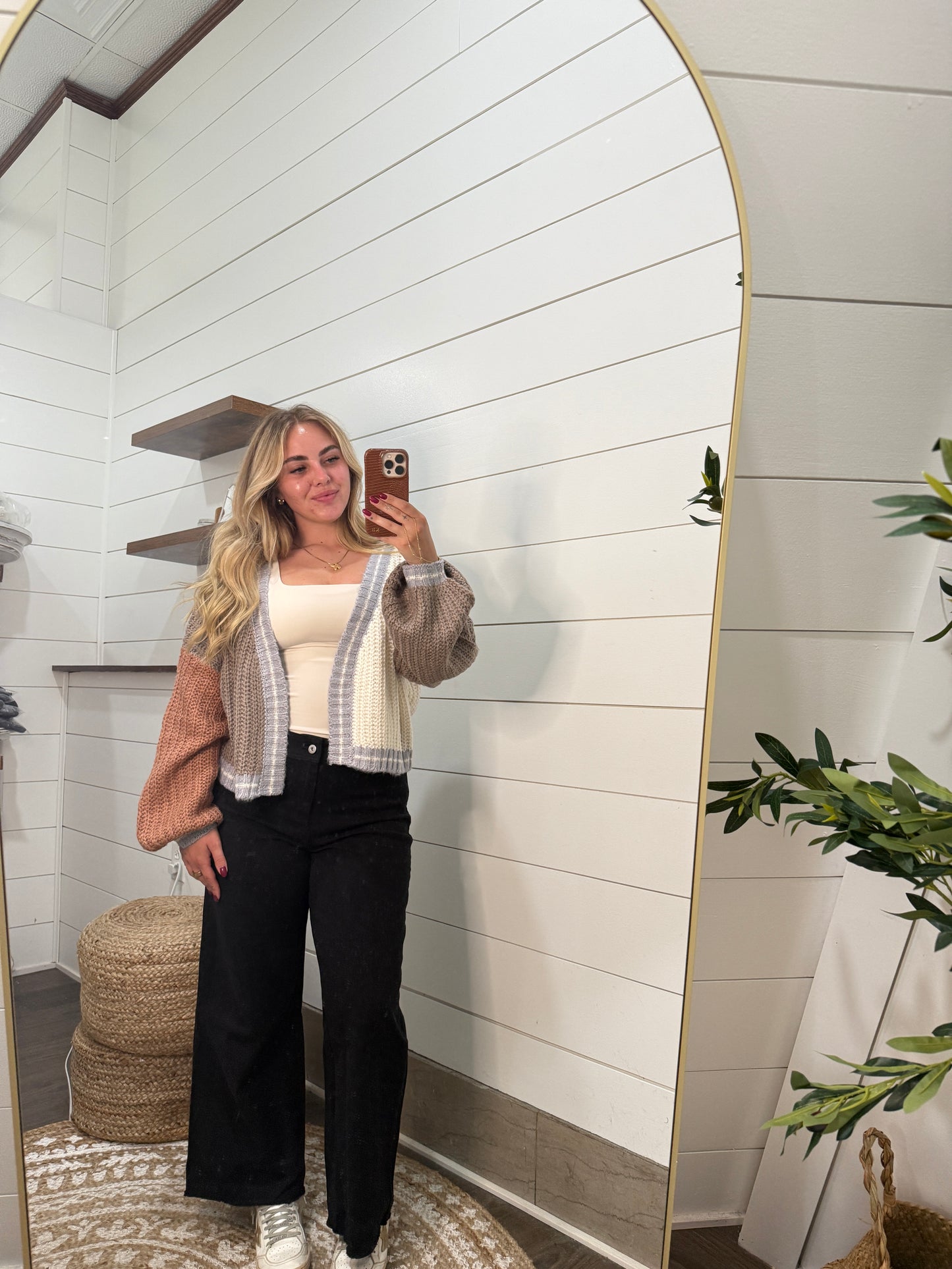 Oversized Color Block Cardigan