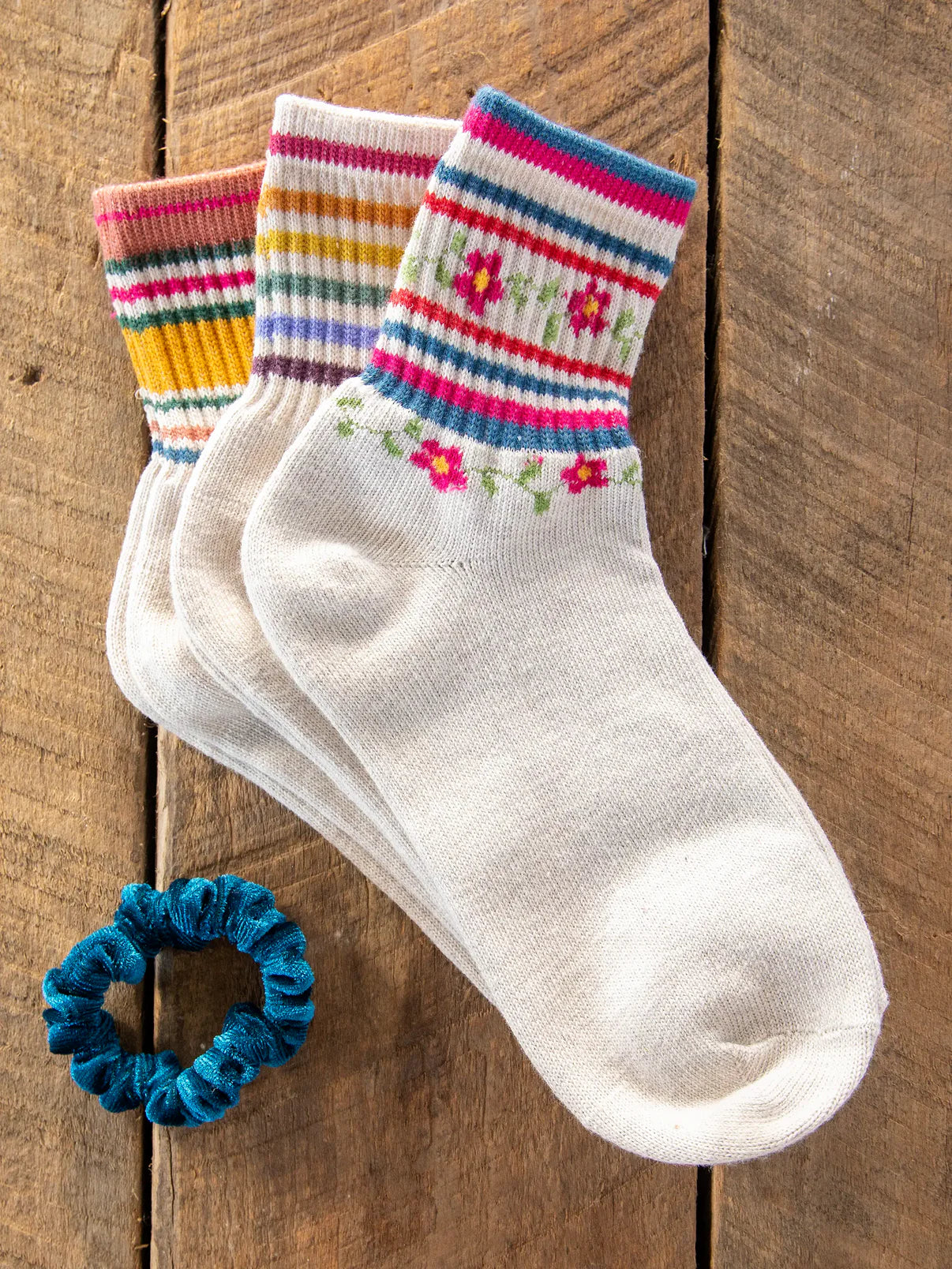 Natural Life - Striped Retro Crew Socks, Set of 3