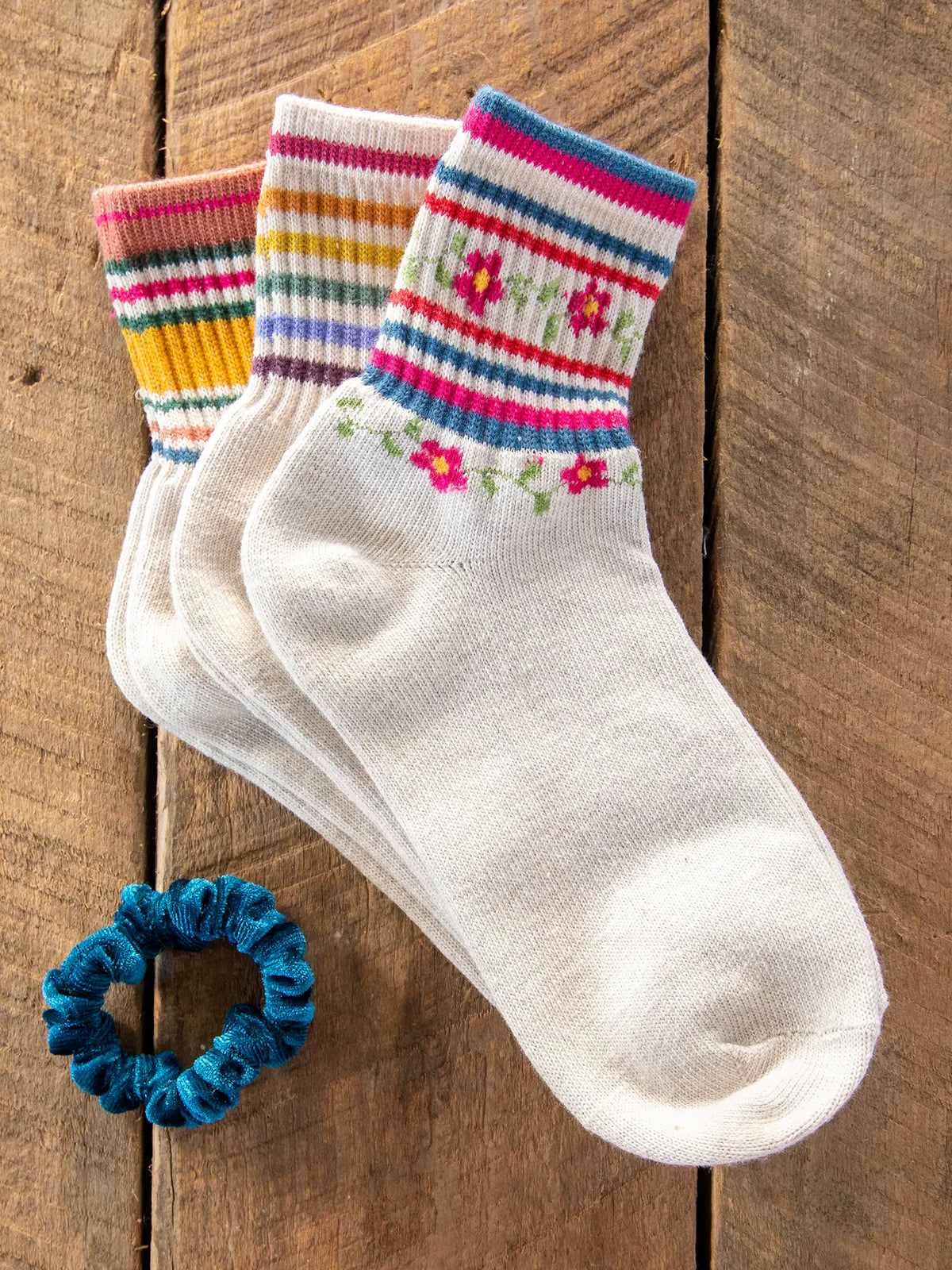 Natural Life - Striped Retro Crew Socks, Set of 3