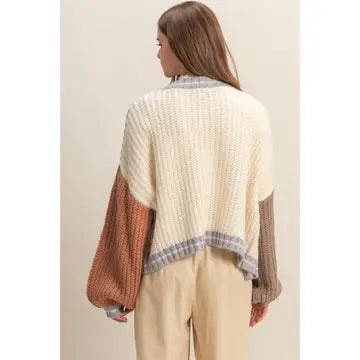 Oversized Color Block Cardigan