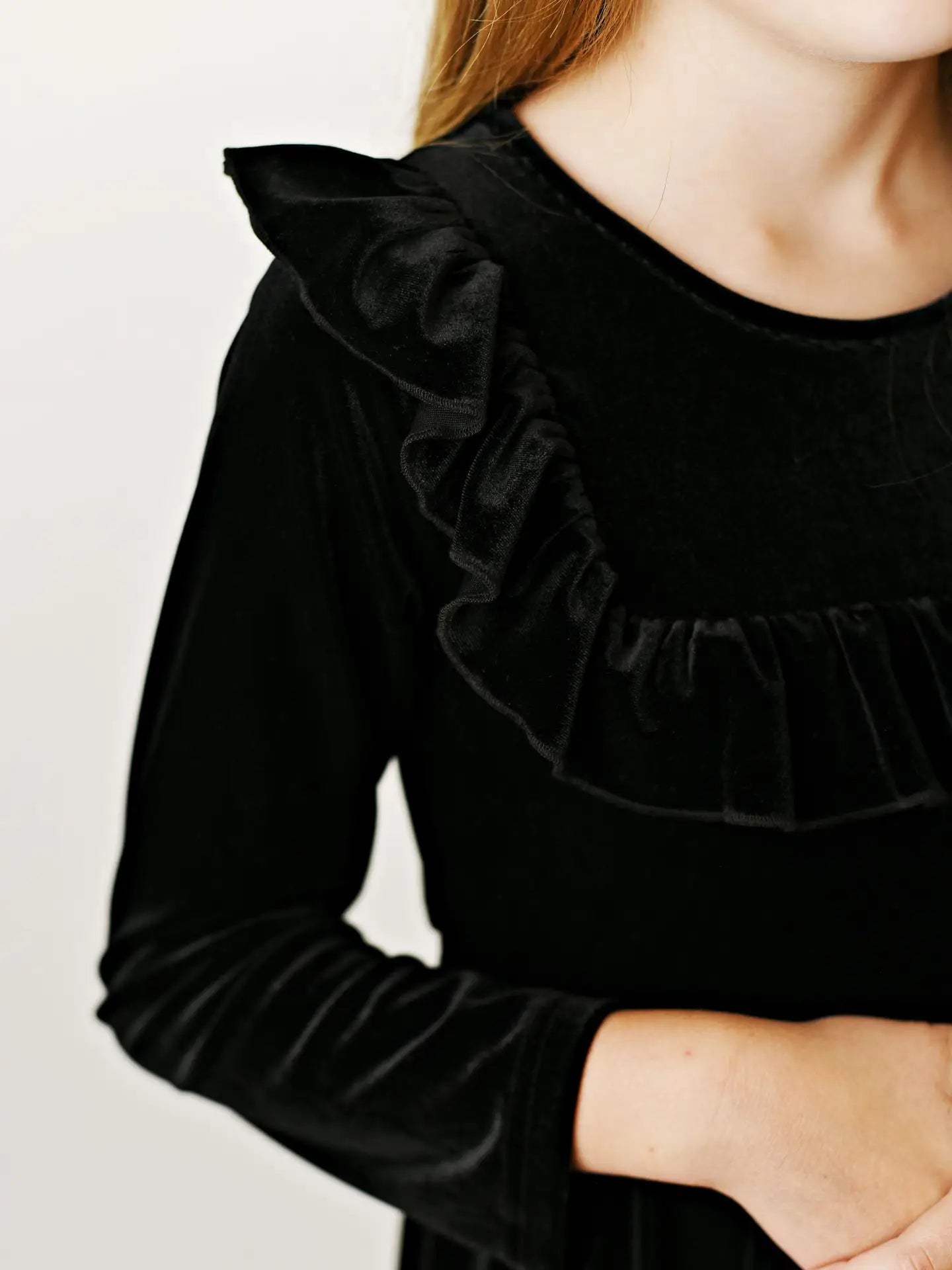 GIRLS Velvet Ruffle Dress