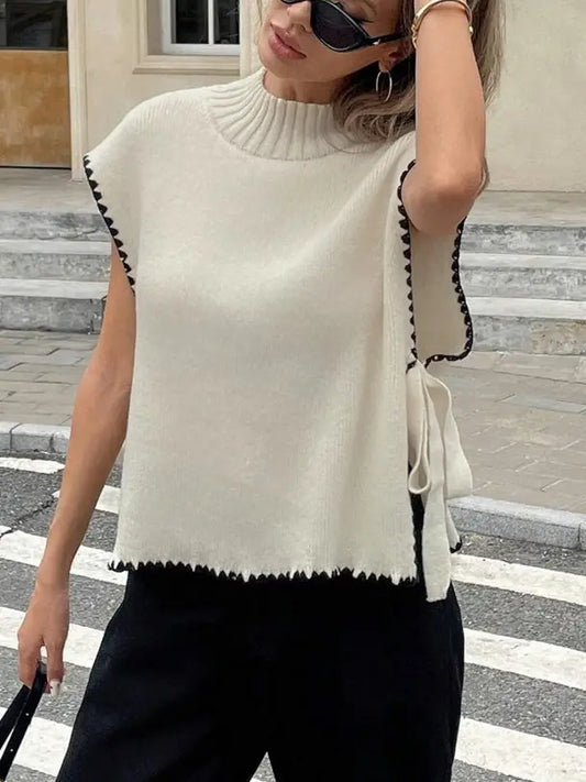 Contrast Side Tie Sweater Vest