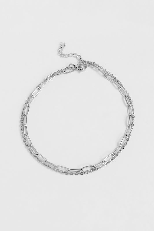Silver Double Chain Anklet