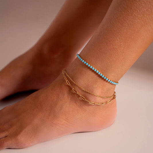 Silver Double Chain Anklet