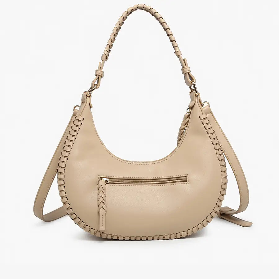 Jen & Co : Aria Whipstitch Crescent Shoulder Bag