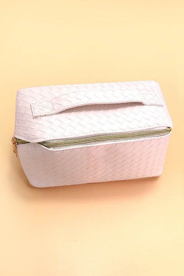 Faux Leather Open Flat Makeup Bag