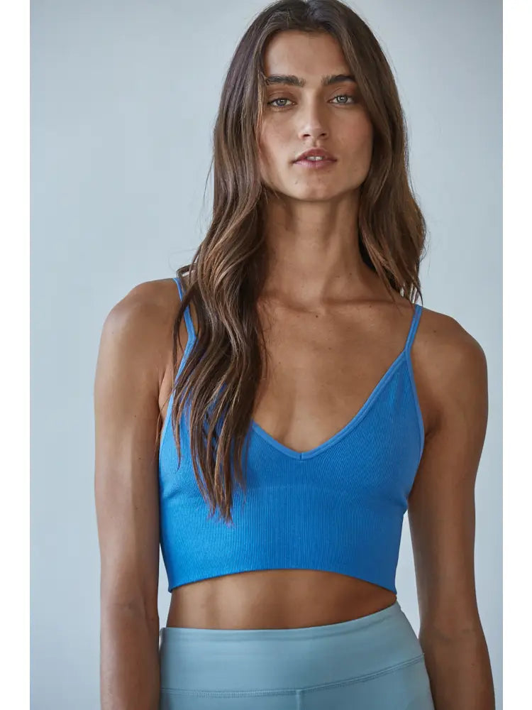 Seamless Ribbed Spaghetti Strap Brami