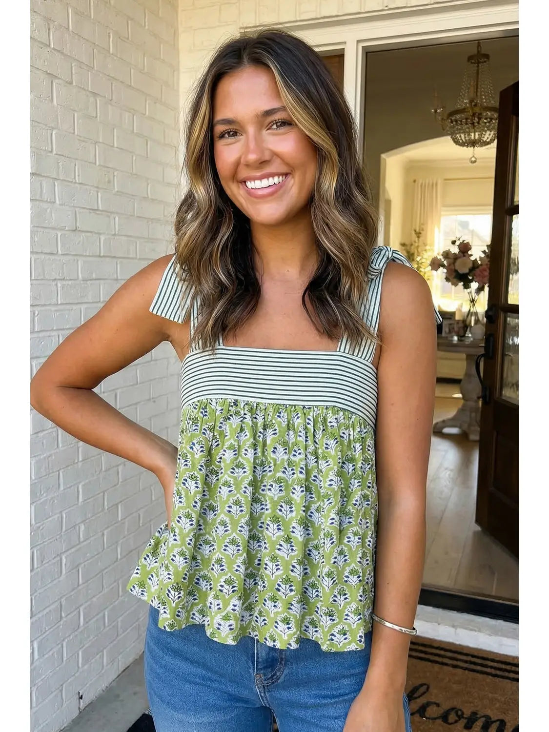 Floral Tie Strap Tank