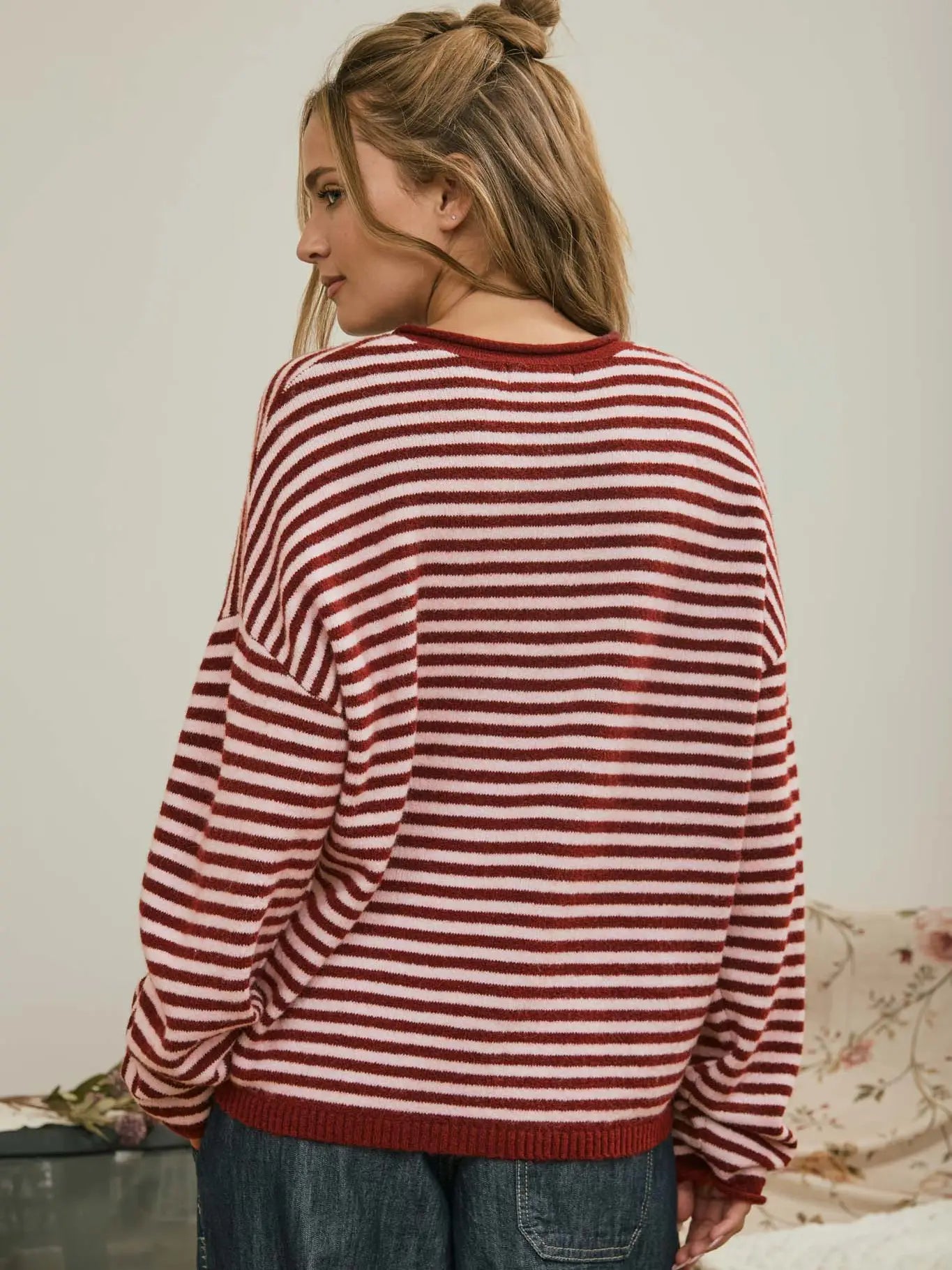 Henley Striped Sweater