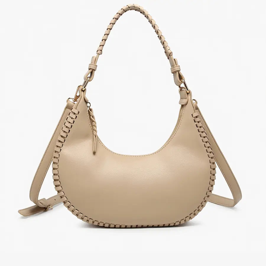 Jen & Co : Aria Whipstitch Crescent Shoulder Bag