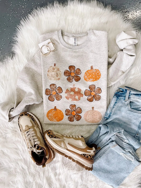 Flower & Pumpkin Graphic Sweatshirt