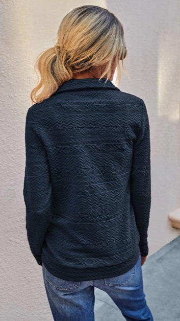 Half Zip Up Sweater w/Aztec detailing