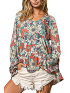 Floral Tiered V Neck