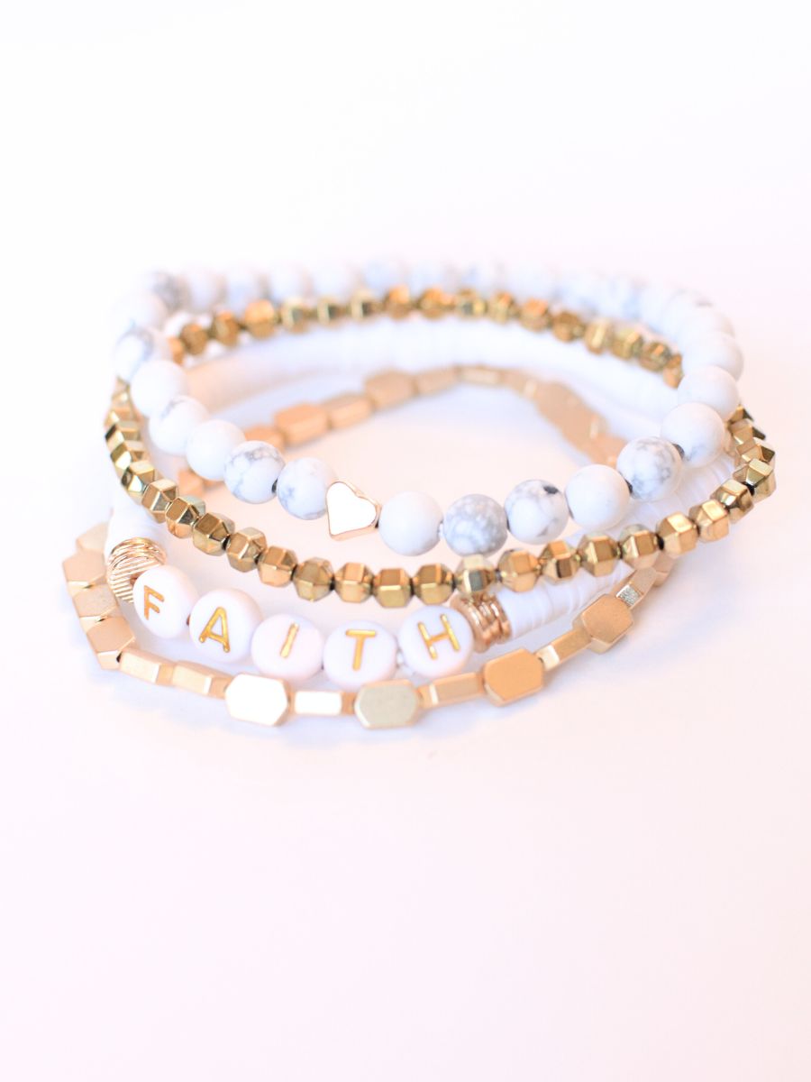 Faith Beaded Bracelet Set