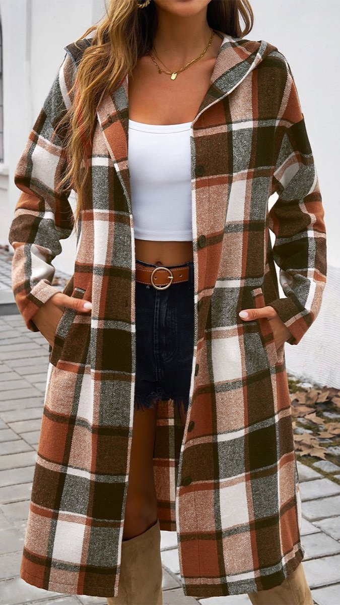 Plaid Flannel Trench Coat