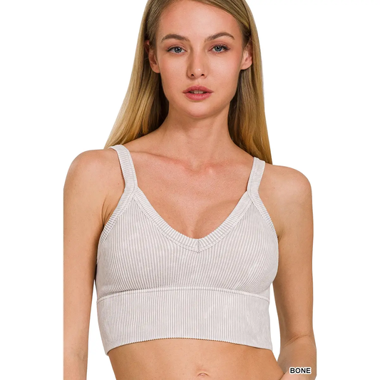 Stone Washed Cropped Bra