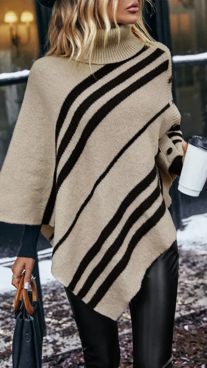 Turtleneck Batwing Sleeve Poncho