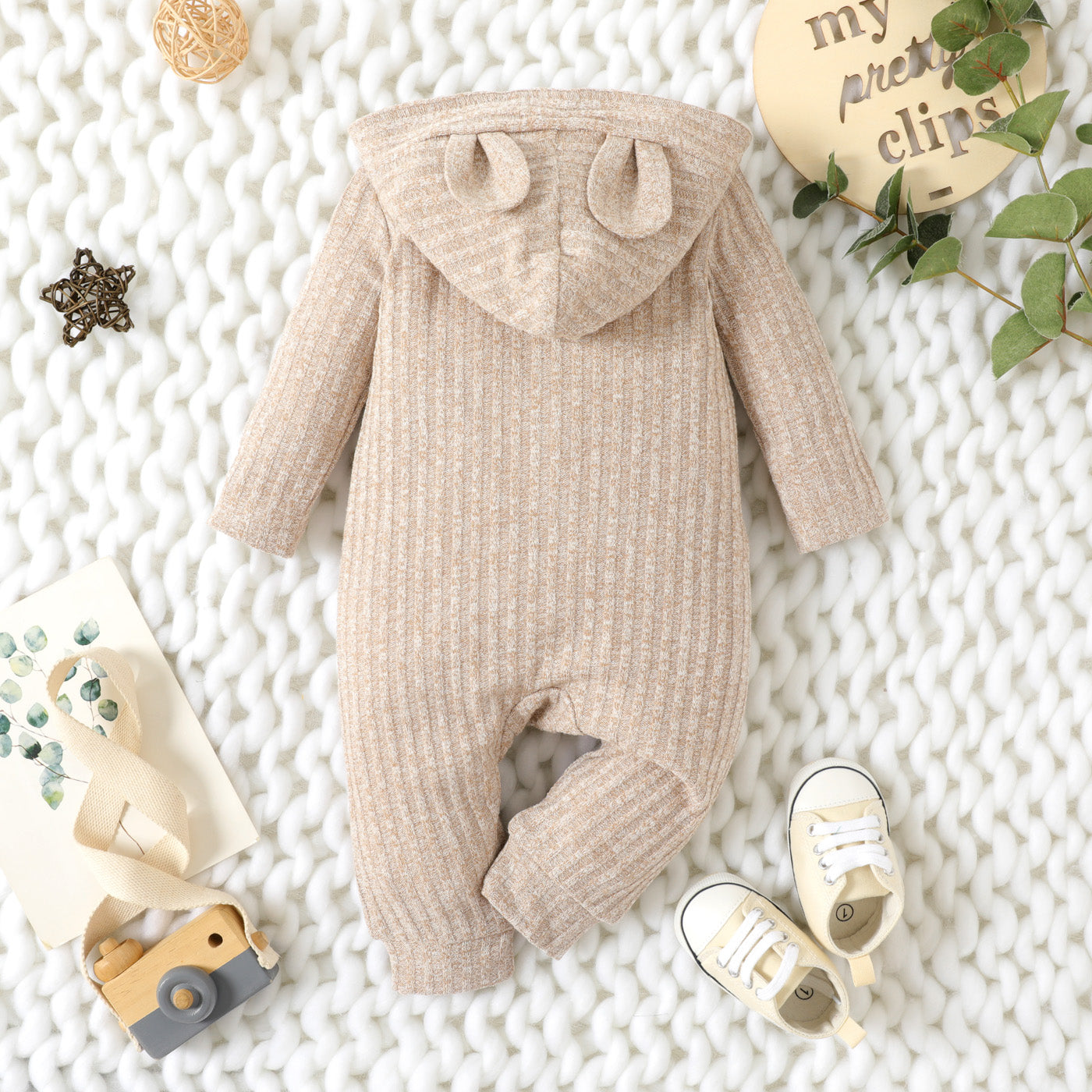 Baby Easter Bunny Jumpsuit Tan