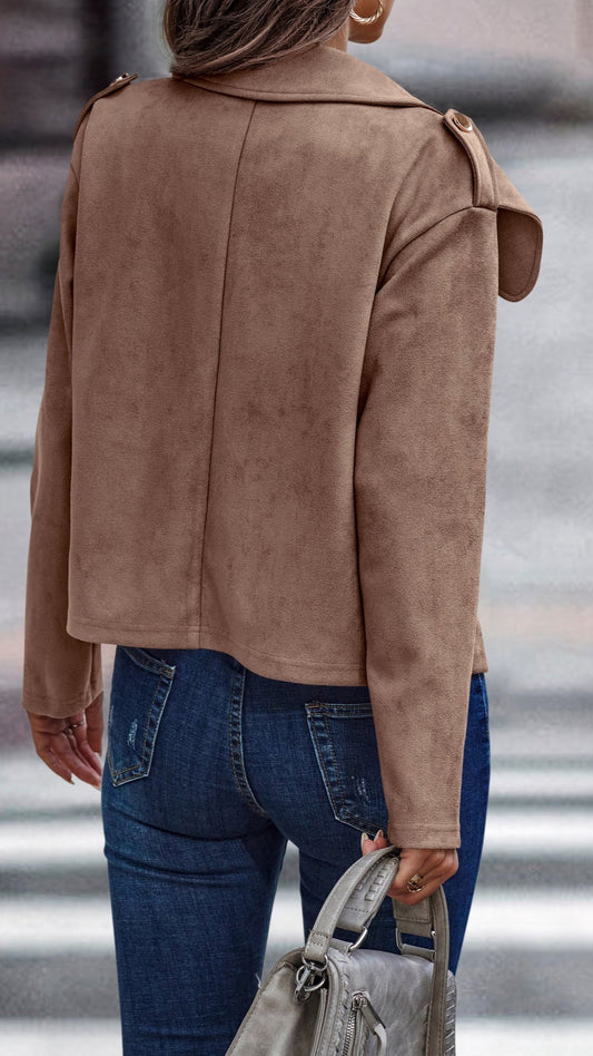 Faux Suede Cropped Jacket