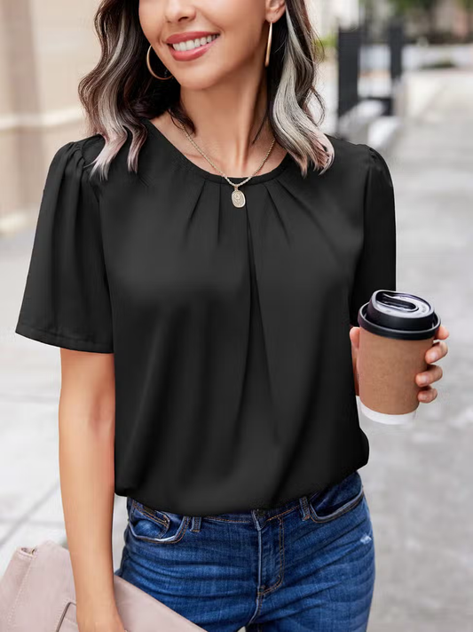 Black Pleated T-Shirt