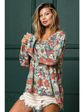 Floral Tiered V Neck