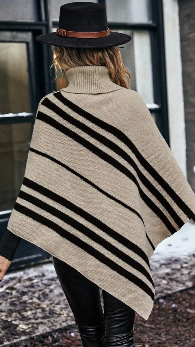 Turtleneck Batwing Sleeve Poncho