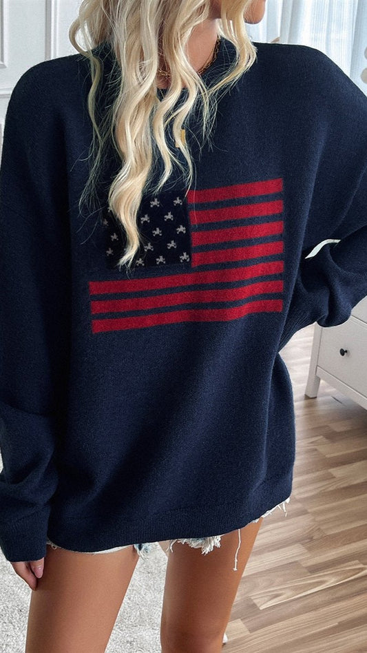 Knit Oversized Flag Sweater