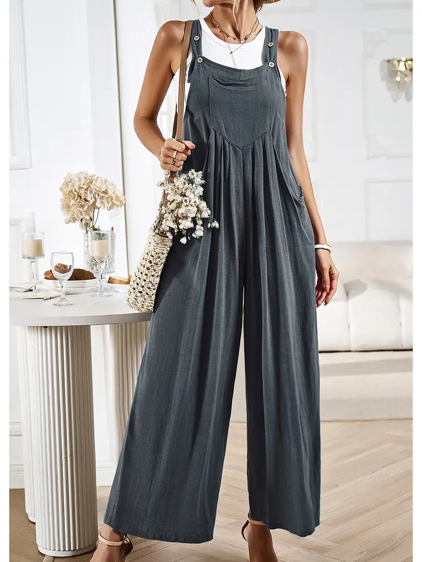 Wide Leg Overall Jumpsuit