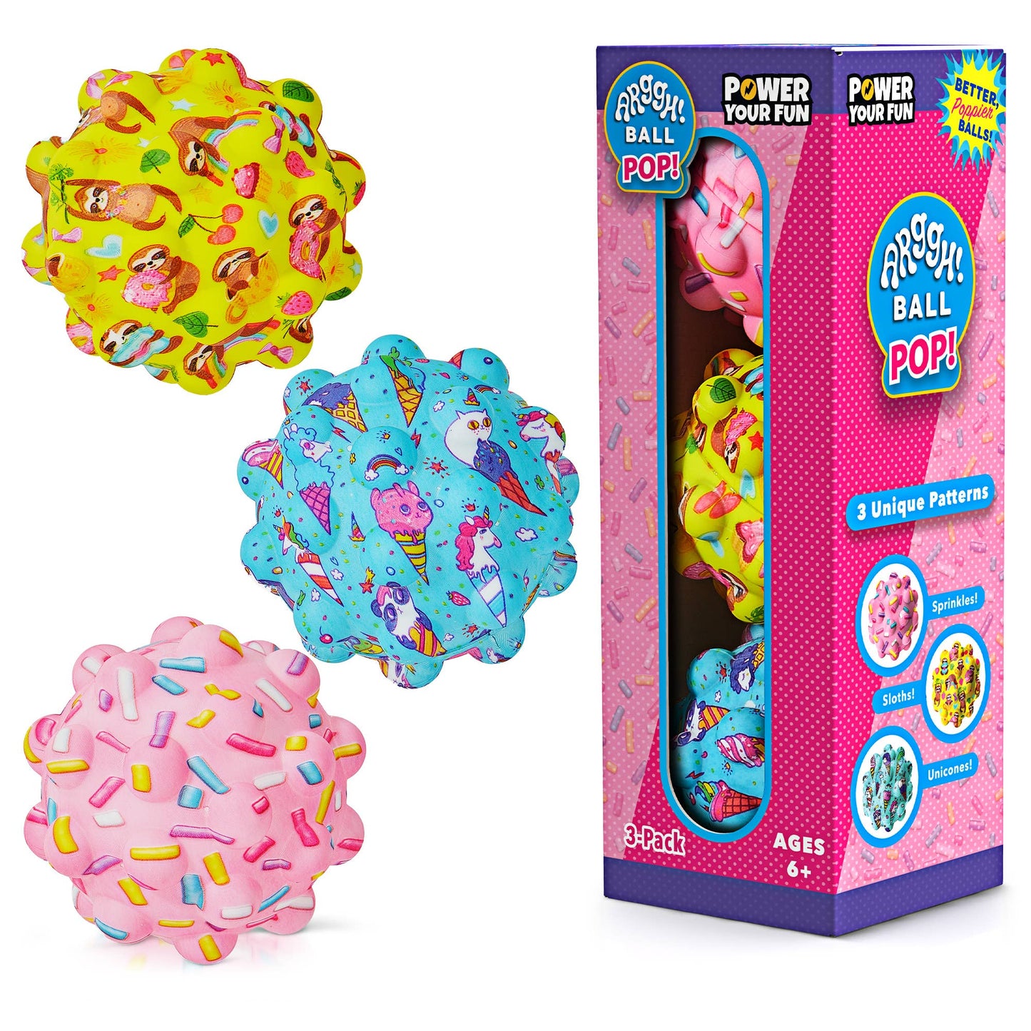 Pop Its Fidget Toys - 3pk Sprinkles Fidgets Pink