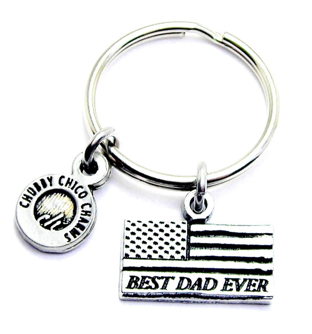 Best Dad Ever American Flag Key Chain