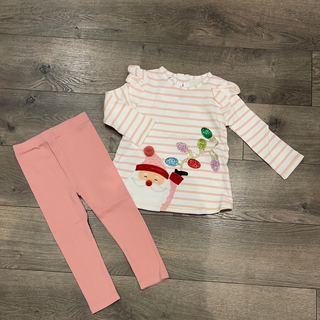 MudPie Pink Santa Tunic & Legging Set