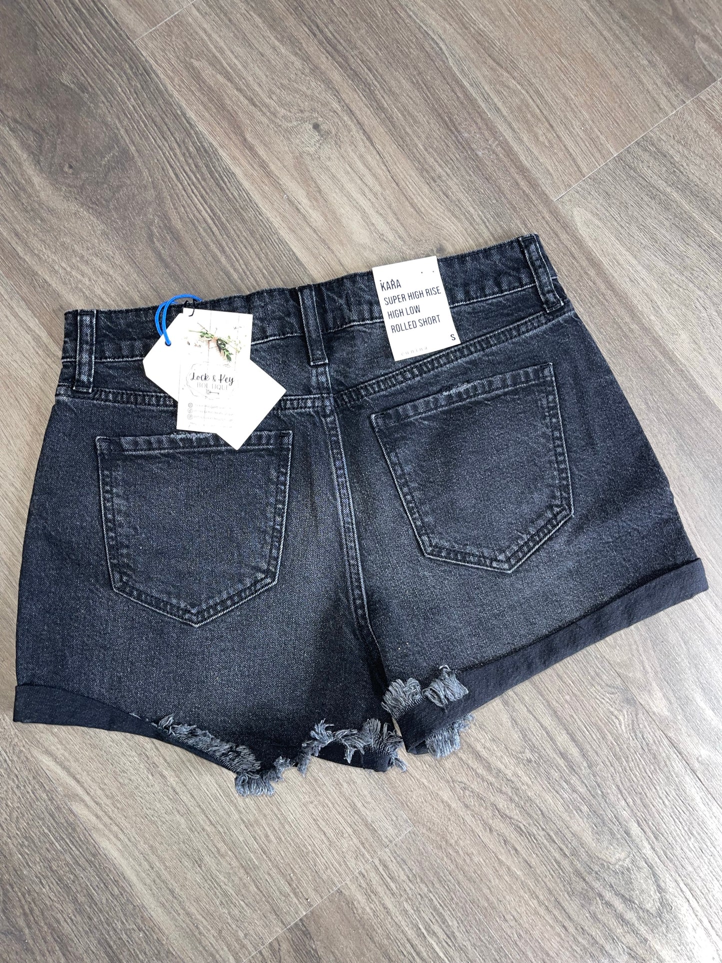 Black distressed jeans shorts