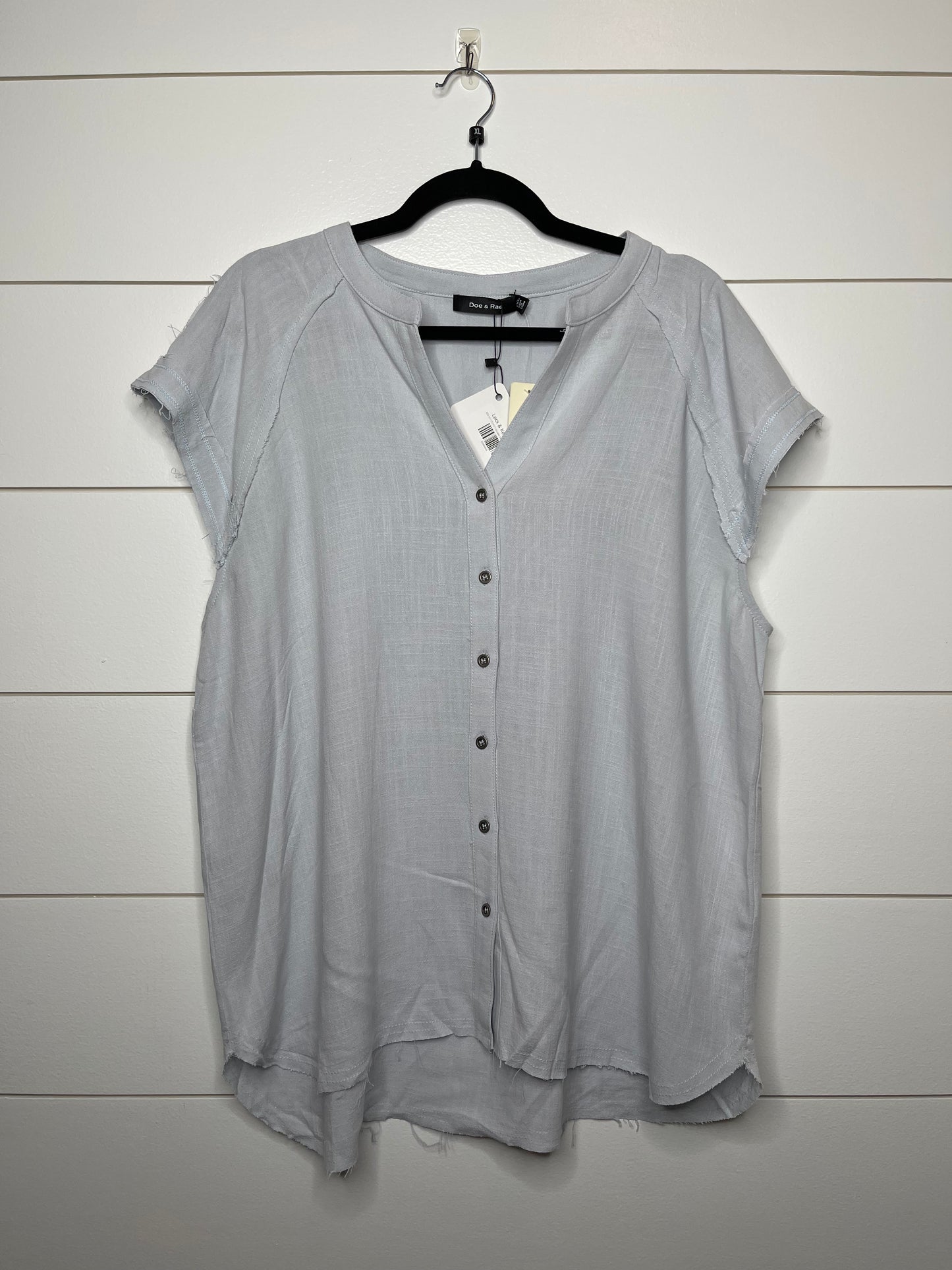 CURVY Double Gauze Blue Grey Top