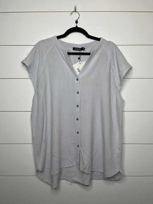 CURVY Double Gauze Blue Grey Top