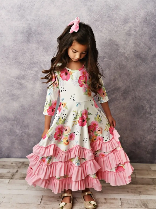 Floral Ruffle Twirl Dress