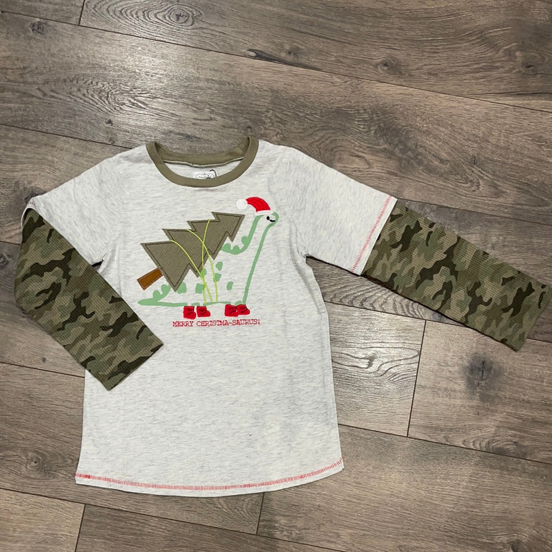 MudPie Dino Camo Christmas Tee