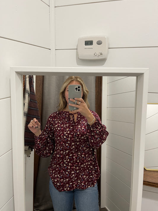 Floral String Tie Detail Top