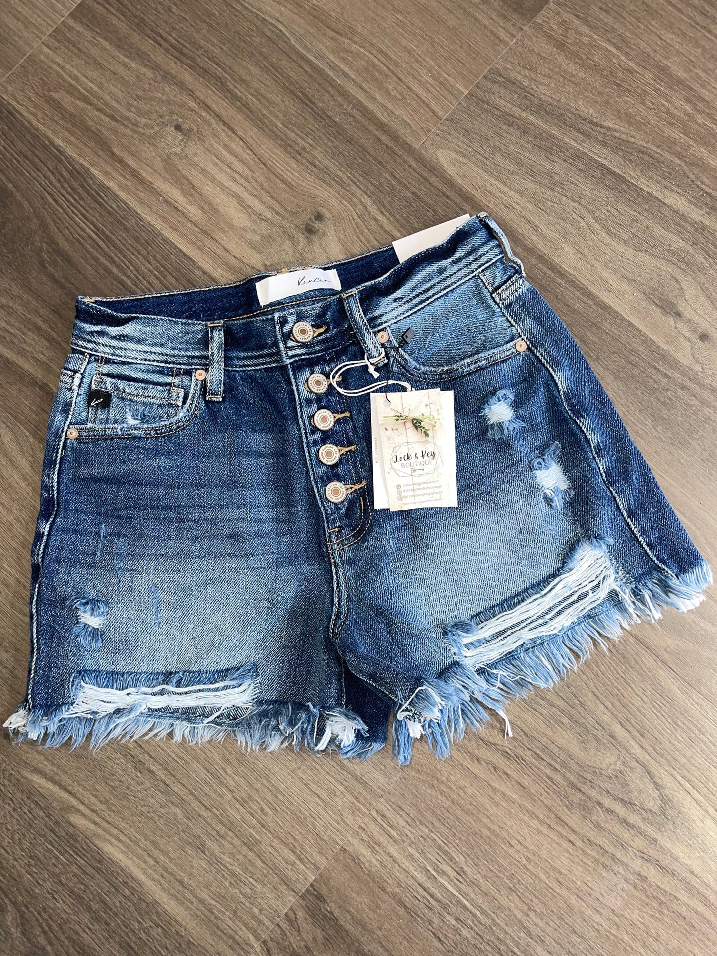 KanCan Hi Rise Mom Shorts