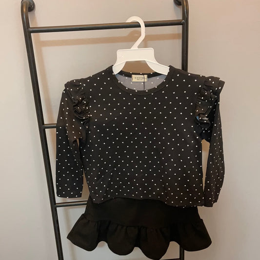 Ruffle heart print tee & skirt set